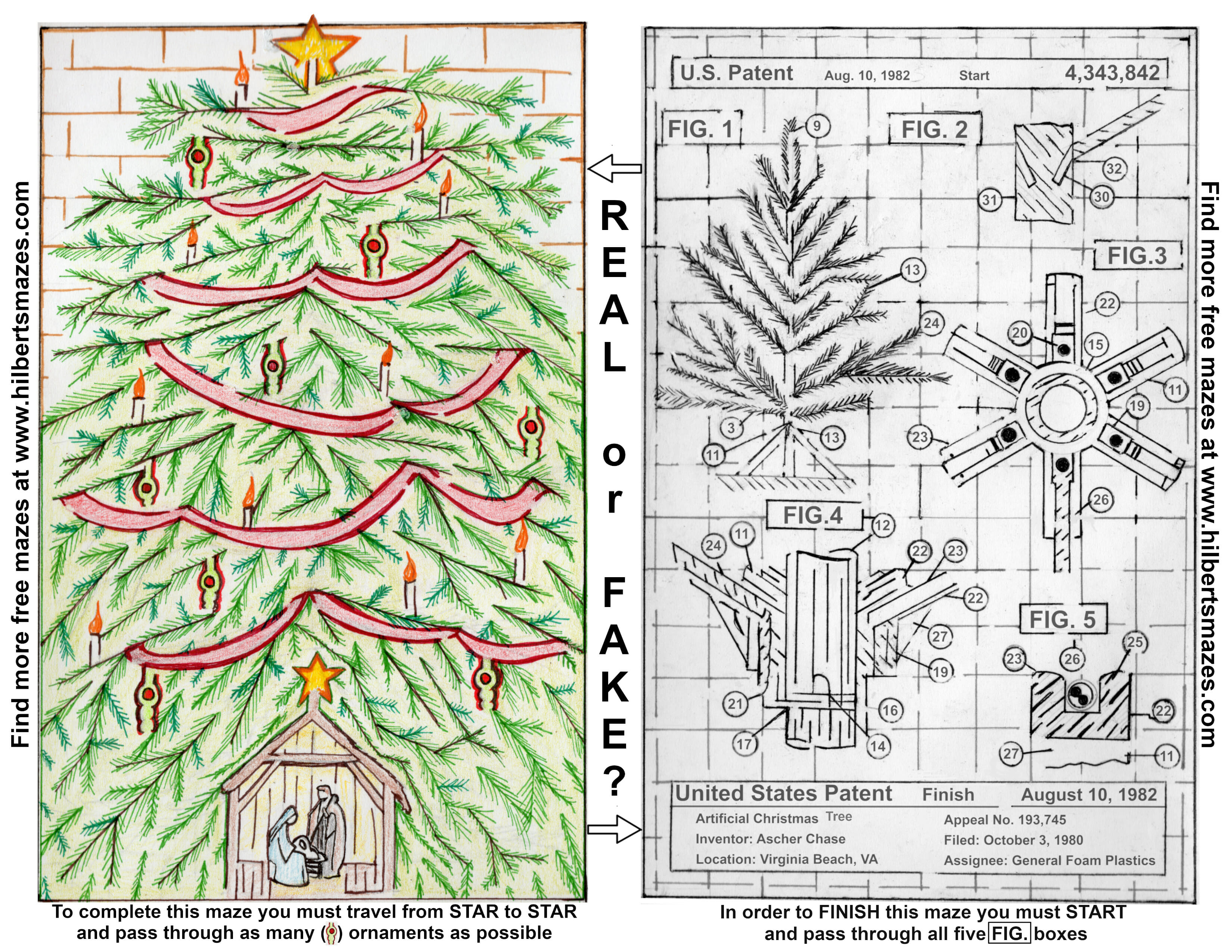 Free Printable Hand Drawn Christmas Tree Maze. Easily downloadable and printable PDF format. Great Mazes for both kids & adults very challenging but fun.
